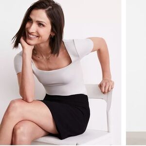 LOFT Brown Malt Square Neck Top. Size L